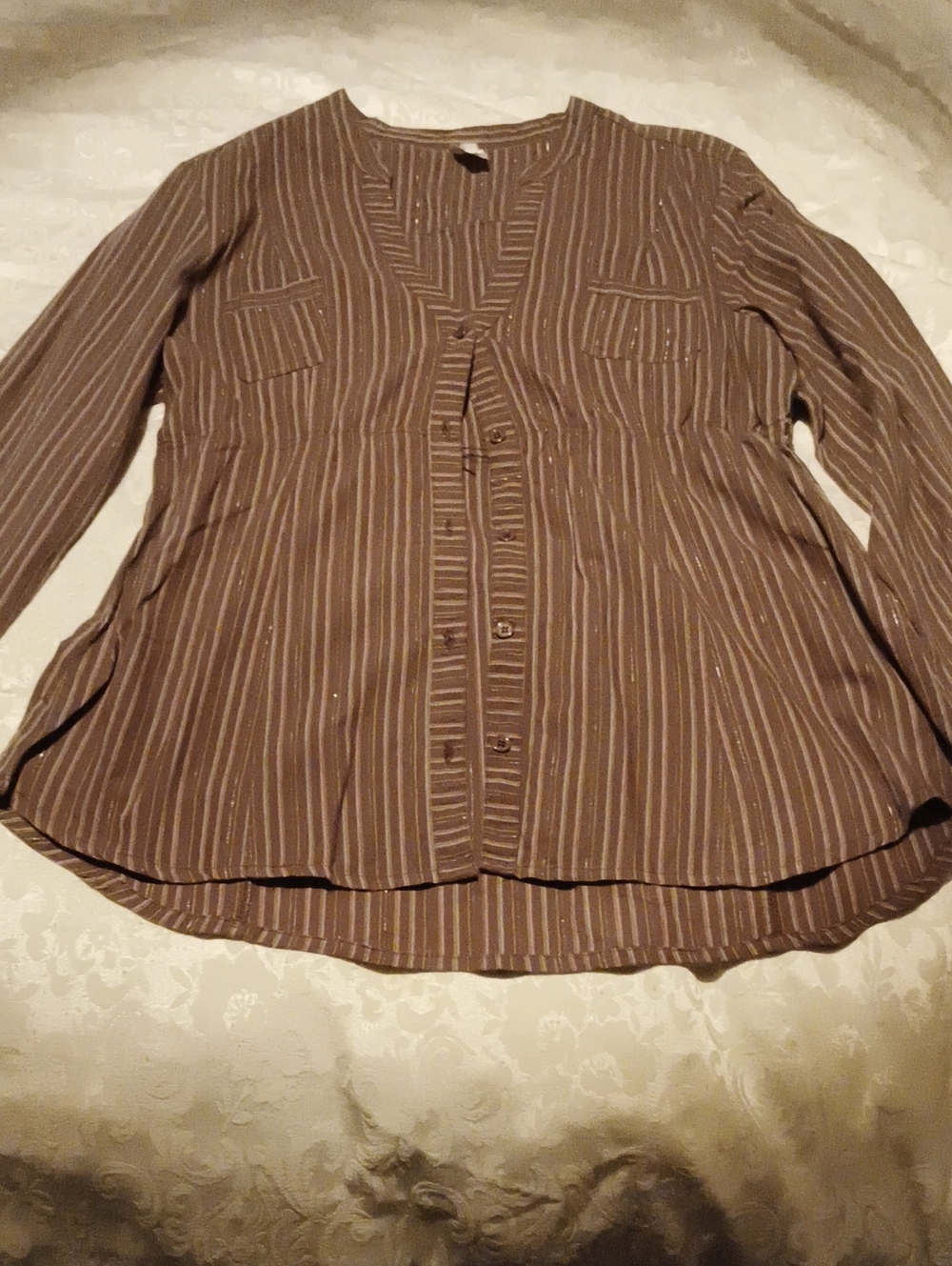 BONGO Brown Striped Button-Down Shirt